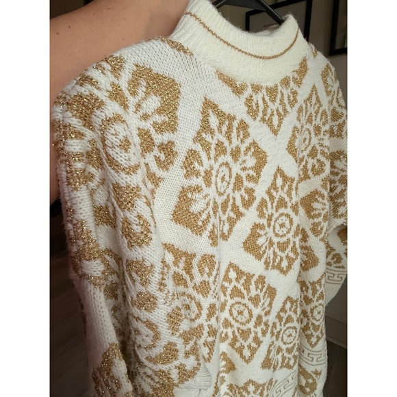 Vintage‎ cream gold Dana Scott women's Sweater m-l - Picture 2 of 11